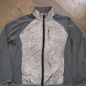 Orvis Gray Grey full zipper puffer stretch sleeves mens golf performance jacket